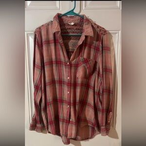 Aeropostale Pink Plaid Button Down Shirt